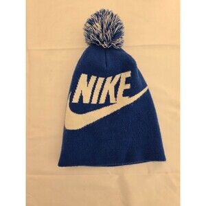 Blue And White Nike Pom Pom Winter Beanie Hat Youth Kids